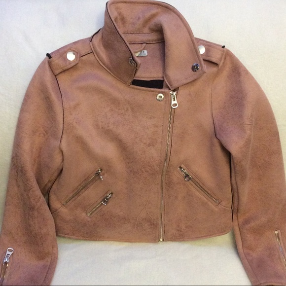 DEX faux suede asymmetrical moto crop jacket - Picture 2 of 11